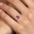 thumbnail image 4 of Gem Stone King 10K White Gold Pink Mystic Topaz and White Moissanite 3-Stone Ring for Women | 1.50 Cttw | Oval 8X6MM | Gemstone November Birthstone | Size 9, 4 of 6