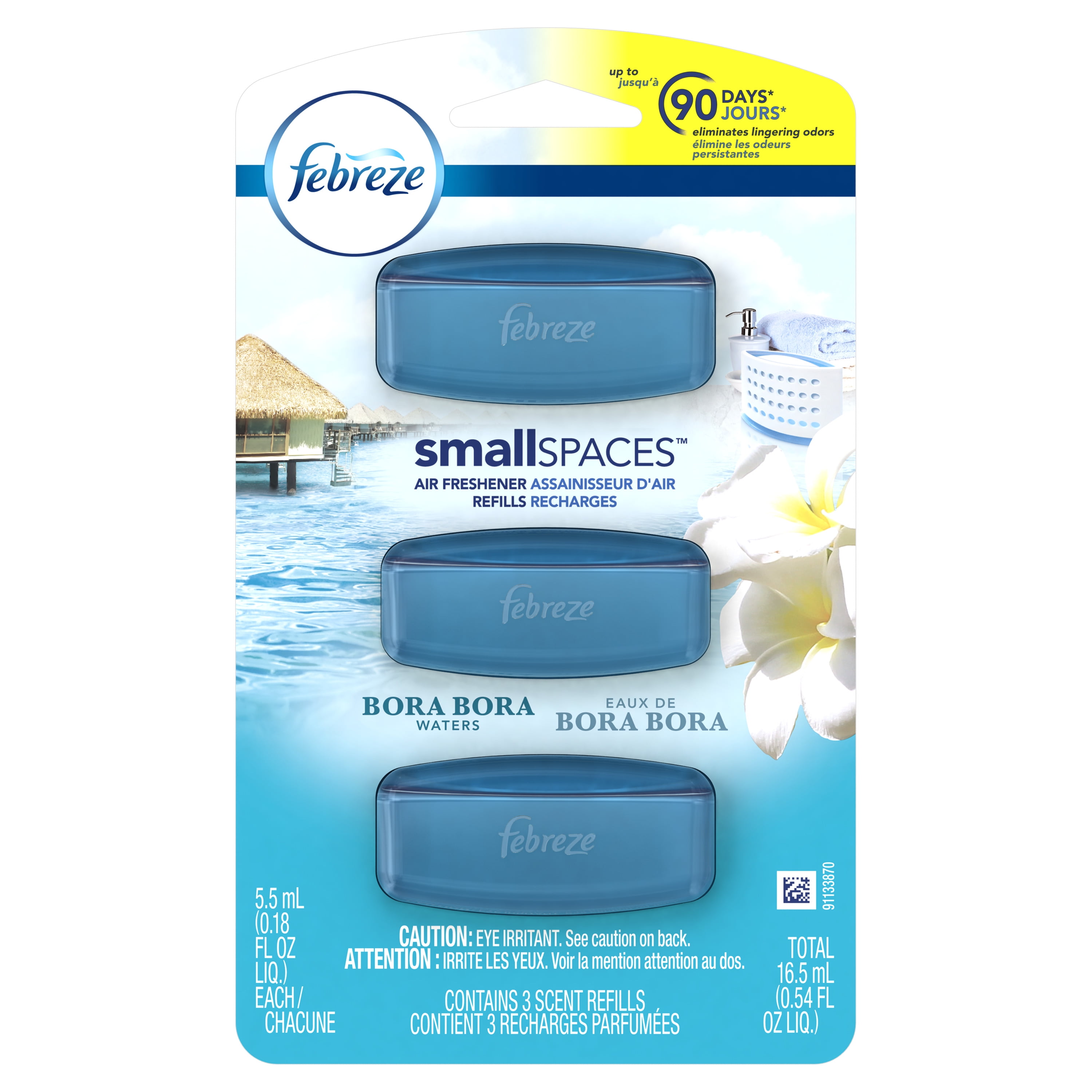 Febreze Small Spaces Air Freshener Refills, Bora Bora Waters, 3 count