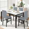 thumbnail image 4 of UHOMEPRO Dining Table Set for 4, 5 Piece Dining Room Table Set with Gray Velvet Upholstered Chairs, White Faux Marble Pattern Rectangle Kitchen Table Set for Breakfast Nook Small Space, 4 of 11