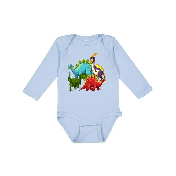 Inktastic Cute Dinosaurs Boys or Girls Long Sleeve Baby Bodysuit