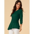 thumbnail image 2 of INSPIRE CHIC Women's Long Sleeve Ribbed Knit Ruffle Hem Peplum Top, 2 of 6