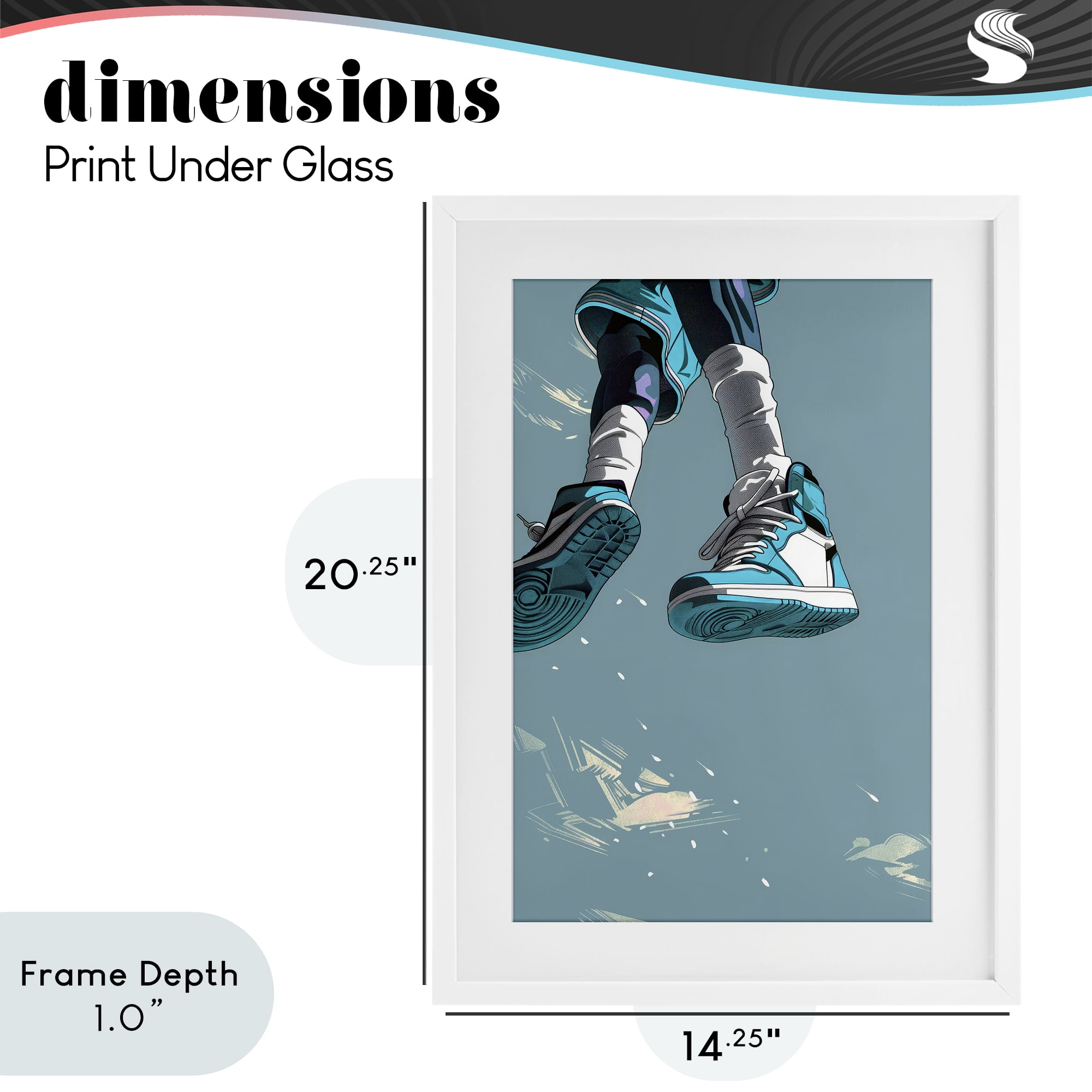 Stupell Industries Sporty Jump with Sneakers White Framed Print Under Glass, design by Ray Powers