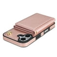 thumbnail image 4 of for iPhone 16 Plus Case, PU Leather Crossbody Wallet Case with Card Holder, Kickstand, Magnetic Clasp Folio Zipper Purse, Adjustable Removable Strap, Protective Back Cover, Rosegold, 4 of 9