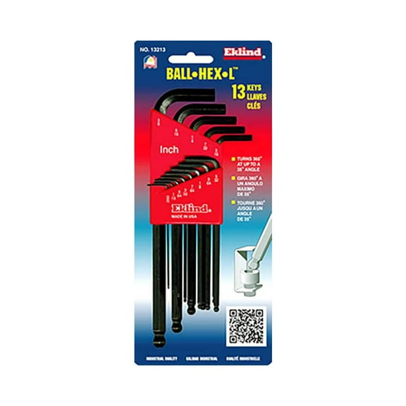 Eklind 13213 13 Piece L-Key Ball End Hex Key Set, Range 0.05 to 3/8"