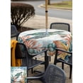 thumbnail image 5 of Outdoor Tablecloths with Umbrella Hole & Zipper, Sea Turtle Coastal 54x54 Inch Square Tablecloths, Summer Nautical Starfish Coral Grey Wooden Waterproof Table Cloth, Patio/Pool/Picnic Table Covers, 5 of 8