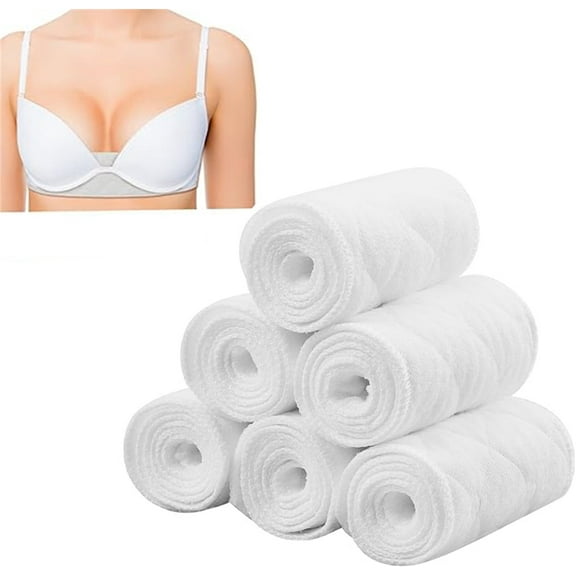 6 Pcs 3 Layer Bra Liner Sweating,Rectangle Cotton Sweat Liner, Under Breast Sweat Absorber Pads Under Bra Sweat Liners to Absorb Sweat,Under Breasts Washable Cotton Breast Pads for Women Supply