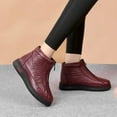 thumbnail image 3 of Zapatos acolchados de algodón para mujer, botas cortas planas antideslizantes con forro polar para otoño e invierno, botas de nieve cálidas para personas mayores, 3 of 6