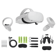 Oculus Quest 2 All-in-One Virtual Reality 256GB Gaming Headset, Touch Controllers, Bundle with 4 AA Batteries Accessories & Hand Strap Accessories & 10Ft Link Cable