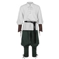 thumbnail image 5 of VBTAPA 3 Pcs Men's Renaissance Costume Halloween Medieval Pirate Shirt Pant Belt Outfit Set Viking Costume Sets Mint Green L, 5 of 9