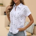 thumbnail image 6 of Womens Linen Button down Shirts with Pocket Summer Floral Printed Turn down Collar Tops Casual Loose Clothes (XL, White), 6 of 6