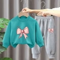 thumbnail image 2 of Xudanell Outfits Tracksuits for Children Boy Girl Kawaii Crochet 2 Piece Knit Top Pants Outfits Sweatshirt Tracksuits Kid (Mint Green, 4-5 Years), 2 of 5