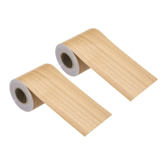 Wood Grain Repair Tape, 2 Inch x 33 Feet Self Adhesive Wood Grain Tape Multi-Purpose Wallpaper Border Trim for Furniture Floors Windows Doors Tables Home, Border Yellow, 2 Roll