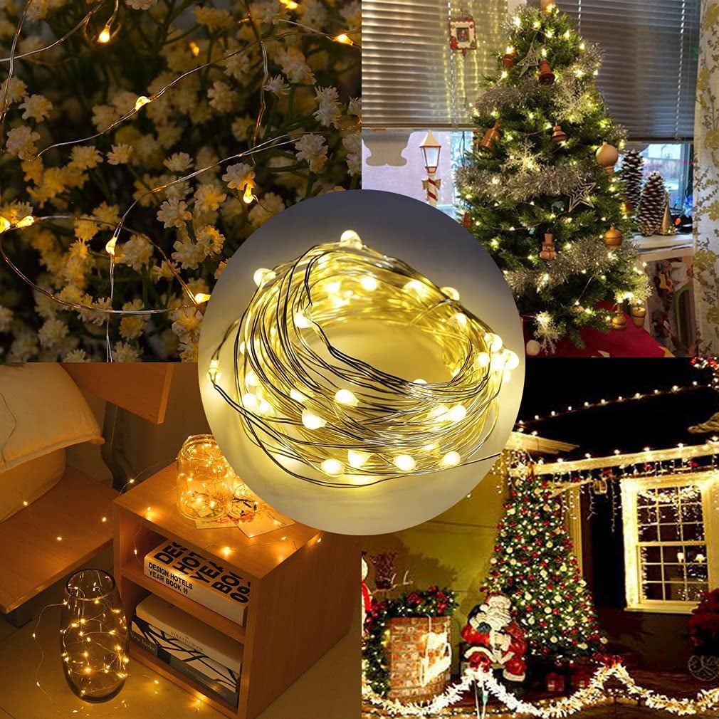 100 Light Indoor / Outdoor 33' Battery Operated LED String Light- Warm White 2 Pack