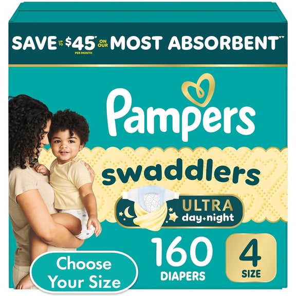 Pampers Swaddlers Ultra Diapers, Size 4 (15-34 Pounds), 160 Count
