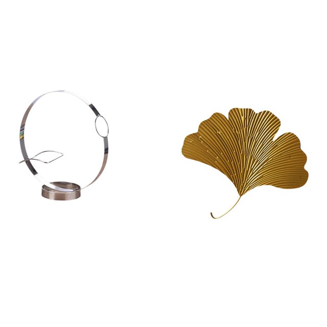 Elegante portabotellas de hierro inspirado en hojas de ginkgo, organizador artístico de metal y escultura abstracta de pared para el hogar y el comedo