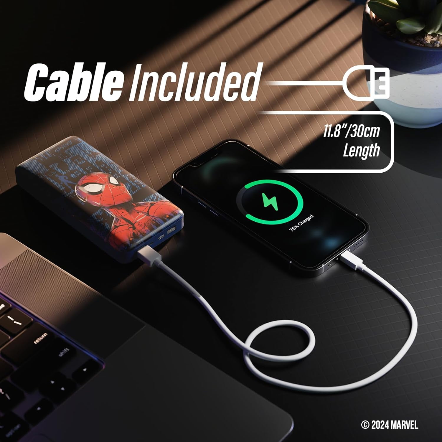Marvel Spider-Man 10,000mAh Power Bank, Portable Charger with USB Port, Compatible with Most Devices