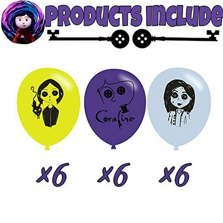  Coraline Birthday Party Decorations Cartoon Theme Supplies with  Birthday Banner,Latex Balloons,Cake Topper and Cupcake Toppers for Kids  Adult Birthday Party : Grocery & Gourmet Food