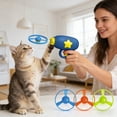 thumbnail image 5 of Flying Cat Toys, Interactive Cat Fetch Toy with 1 Gun + 3 Unlit flying saucers, Flying dis Toy for Hunting Chasing Indoor/Outdoor,Dark Blue, 5 of 5