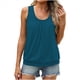 thumbnail image 1 of Camiseta de Tirantes Holgada de Verano para Mujer, Plisada, con Cuello Redondo, Informal, Sin Mangas, Verde Pavo Real, Talla XL, 1 of 8