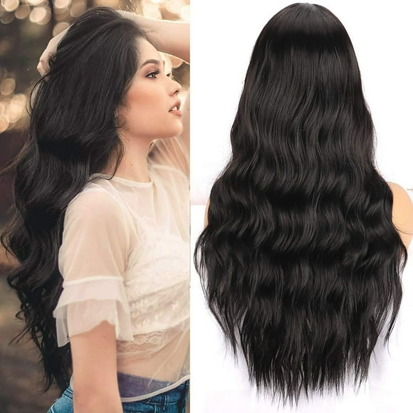 Fiudx Peluca Ondulada y Rizada, Elegante Postizo Negro, Peluca de Encaje Suave de Tamaño Ajustable, Aspecto Natural, Cómoda de Llevar, Ideal para Fiestas de Disfraces, Accesorio Divertido para Mujer,
