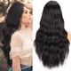thumbnail image 2 of Peluca ondulada con rizos negros para mujer que se puede alisar y doblar, 2 of 4