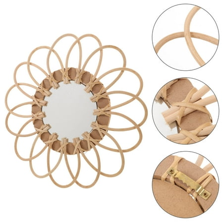 WHAMVOX  Wicker Decorative Mirror Bohemian Wall Decoration Living Room