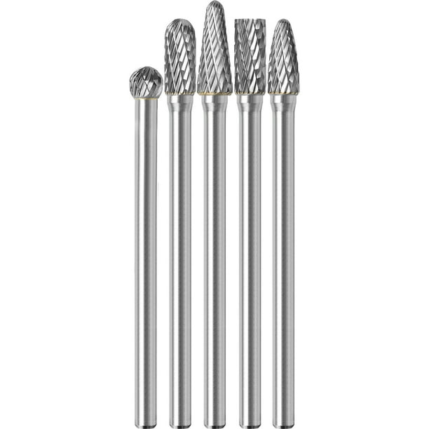 Juego de fresas de carburo Sworker, 5 piezas, vástago de 1/4, longitud total: 4,3 cm