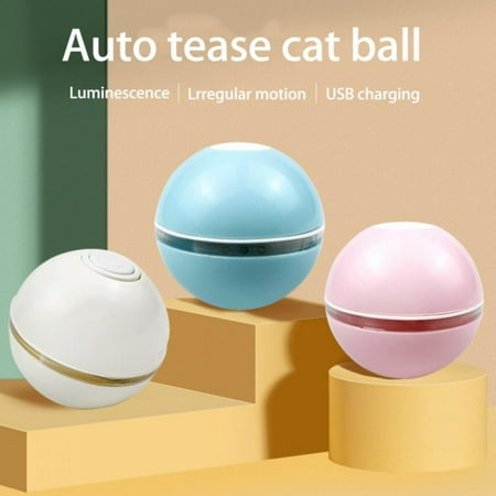 Interactive Cat Toys Ball with LED Light 360 Degree Self Rotating Ball USB Rechargeable Cat Ball Toy Stimulate Hunting Instinct Kitten Funny Chaser Roller Pet Toy