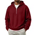 thumbnail image 2 of Hngshg Hooded Sweatshirts for Men Trendy Half Zip Long Sleeve Tops Casual Solid Color Pullover Workout Hoodies, 2 of 7