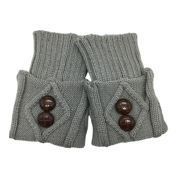 1 par de calcetines de punto de ganchillo para mujer, calcetines cortos de invierno gris claro