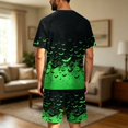 thumbnail image 5 of Dwelliawo Men's Halloween Themed Two Piece Pajama Set Funny Bat Graphic Casual Relaxed Fit Short Sleeve Crew-Neck Tshirts and Shorts Stylish Comfy Clothing Black M, 5 of 6
