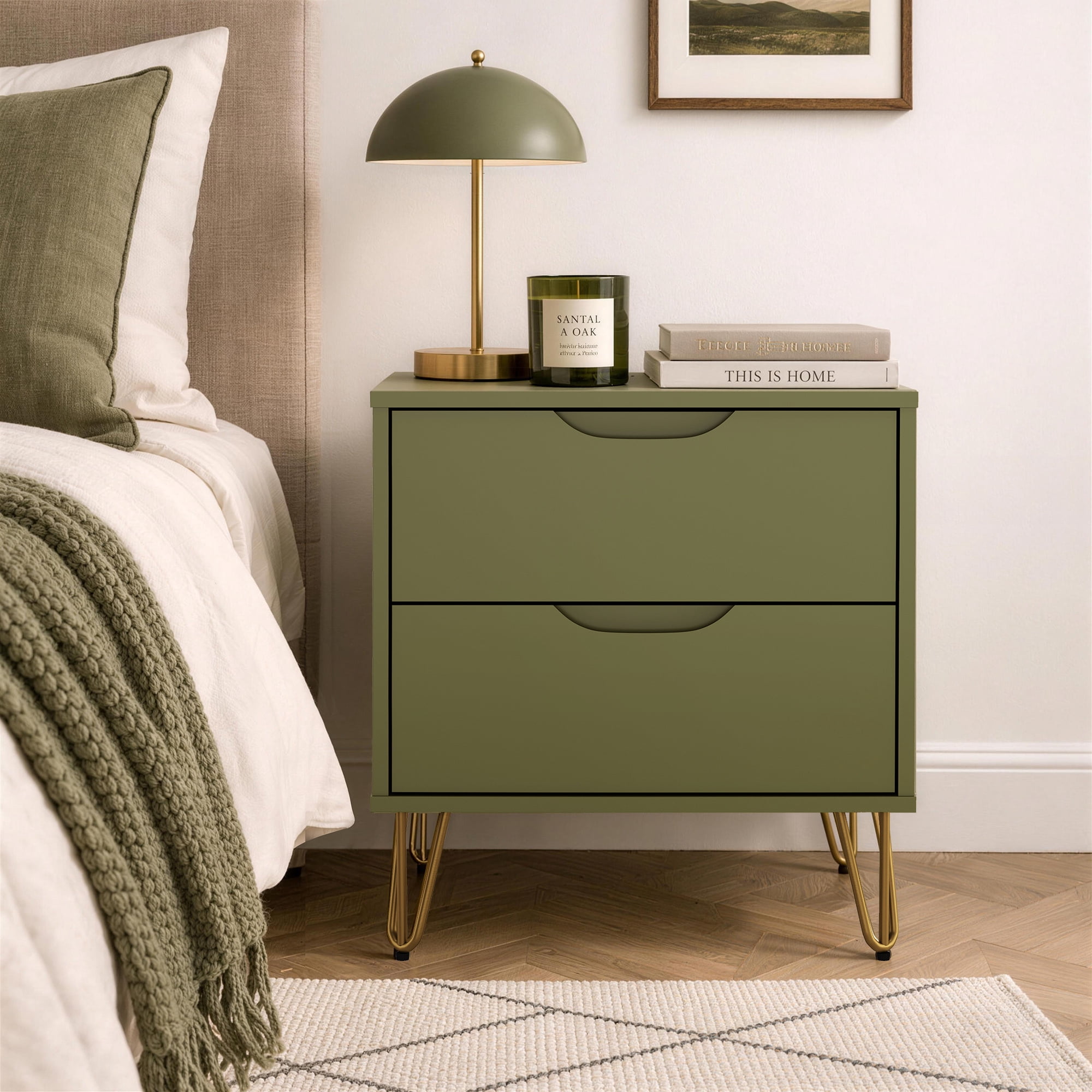 Nightstand in Olive Green