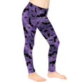 thumbnail image 3 of COEQINE Bat Spider Web Violet Girls Yoga Leggings High Waist Sport Pants Buttery Soft Stretch Halloween Running Leggings, for 8-9 Years Kids Girls, 3 of 7