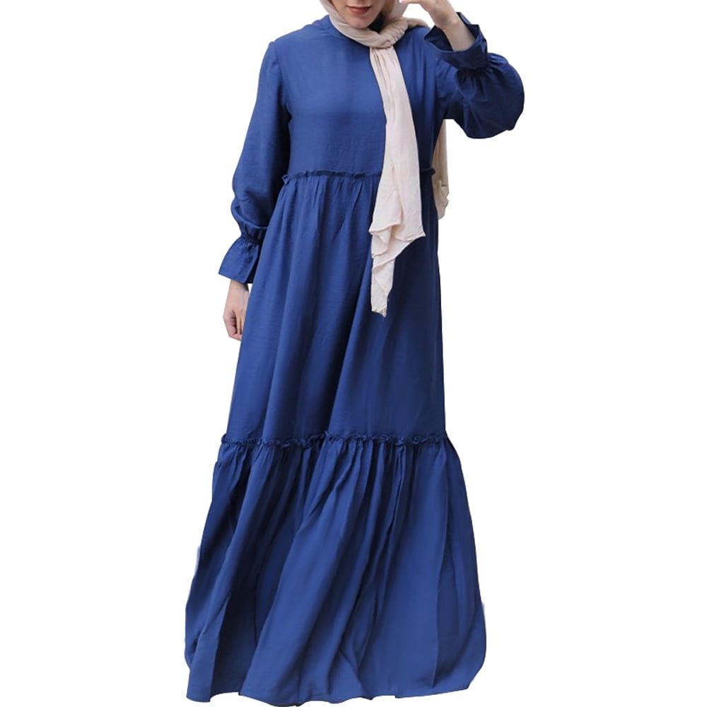 ZANZEA - ZANZEA Women Muslim Abaya Kaftan Solid Baggy Long Shirt Dress