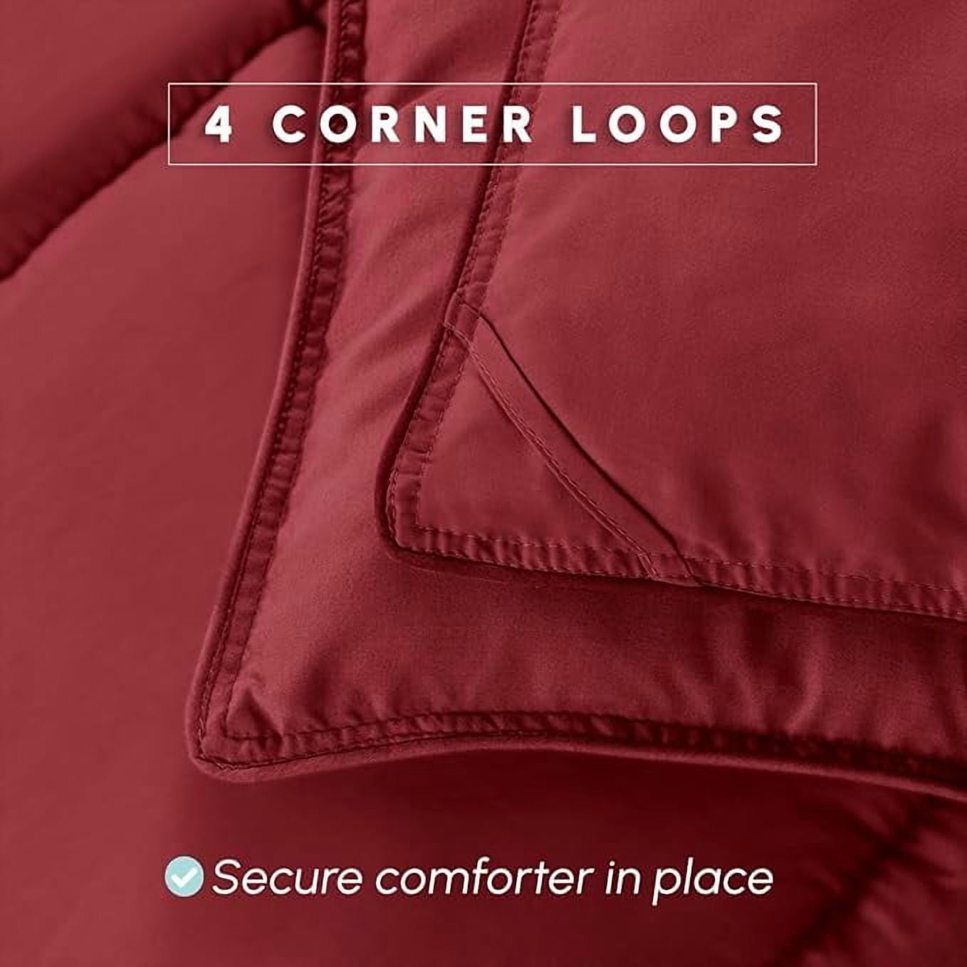 Elegant Comfort 3-Piece Comforter Set, Down Alternative Box Stitched, Ultra Soft All-Season Bedding with Shams, Plush Cozy Duvet Insert with Corner Tabs - King, Burgundy