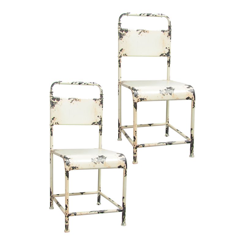 American Home Classic Samson Farmhouse Metal Dining Chairs in White