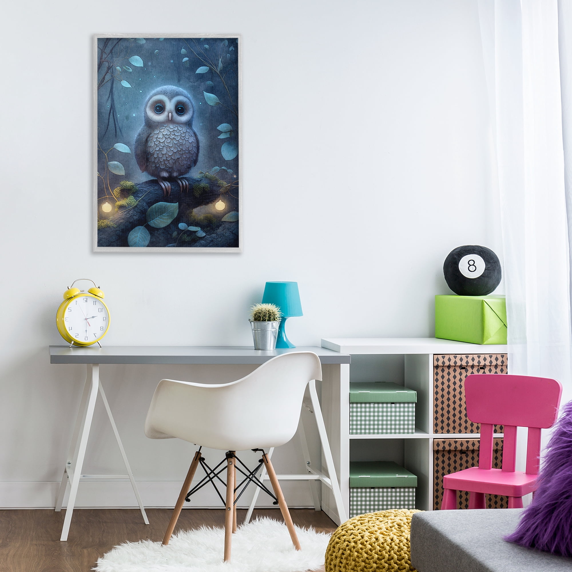 Stupell Industries Mystic Owl in Nature Landscape Painting Gray Framed Art Print Wall Art, 20 x 30