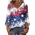 thumbnail image 4 of 250 Anniversary American Flag 3/4 Sleeve V Neck Tops for Women 4th of July Independence Memorial Day Baggy Tee Summer Patriotic Tops, 4 of 6