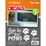 Love Has Four Paws Vinyl Decals for Car Truck Vehicle Window Cat Dog Pet 4 Stickers