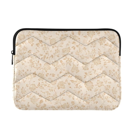 JIALIOU Laptop Sleeve Case with Zipper 13-13.3/15-16 Inch Compatible with MacBook HP Lenovo Dell ASUS Acer, Beige Small Floral Motifs