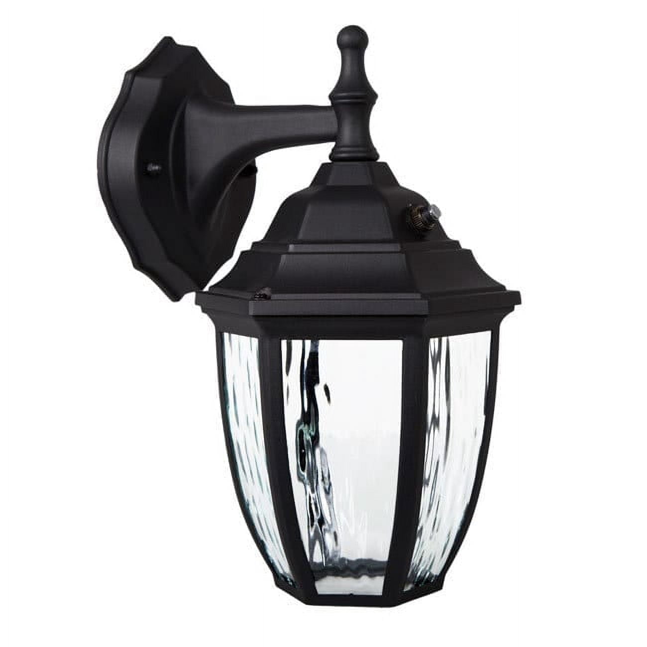 Maxxima LED Outdoor Wall Light, Black w/ Clear Water Glass, Photocell Sensor, 580 Lumens