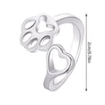 thumbnail image 2 of Fiaya Women Paw Print Love Heart Ring, 1pc Dog Cat Claw Open Adjustable Ring, Jewelry Gift for Women Pet Loving Holiday Party Accessories (White), 2 of 3
