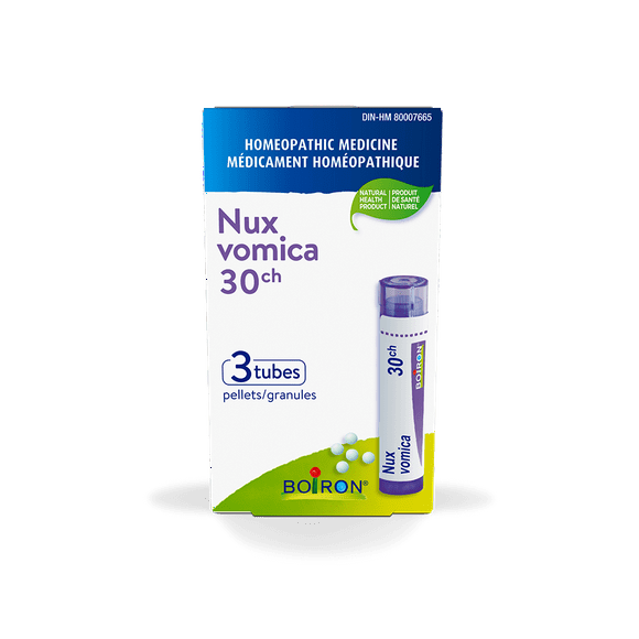 Boiron Nux Vomica 30CH box of 3 tubes- Homeopathic medicine-12g(Approx.80 pellets per tube)