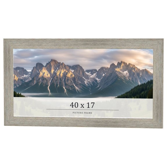 40x17 Frame Grey Real Wood Picture Frame Width 1.5 Inches | Interior Frame Depth 0.5 Inches | Barn