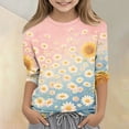 thumbnail image 5 of Abcomgle Girls Tshirts 6-7 Years Old Crewneck Daisy Flower Sunflower Print Girls Shirts 3/4 Sleeve Toddler Girls T-Shirts Summer Fashion Cotton Toddler Tops Girls, 5 of 5