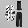 thumbnail image 4 of Hvot&aat 3 Piece Outfits for Women Slim Long Sleeve Cardigan Sleeveless Top Wide Leg Pants Casual Sets for Wedding Guest Party, 4 of 4