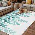 thumbnail image 2 of Fsddascl Turquoise Eucalyptus Leaves Outdoor Rug for Patio/Deck/Porch, Non-Slip Large Area Rug 5 x 8 Ft, Watercolor Floral Leaf Indoor Outdoor Rugs Washable Area Rugs, Reversible Camping Rug Carpet, 2 of 5