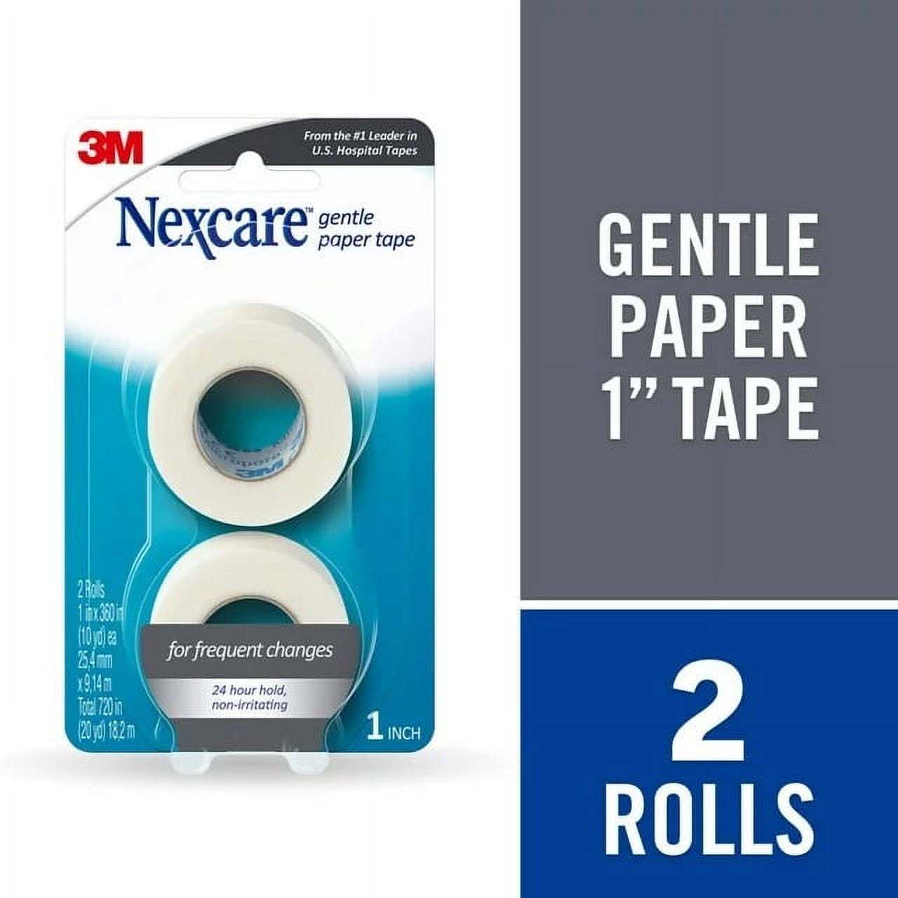 3M Gentle Paper Carded Surgical First Aid Tape - Ideal for Securing Gauze and Dressings - Hypoallergic, Natural Latex-free & Breathable Adhesive - Measures 1 in. x 10 yds - 2 Rolls - Pack of 12