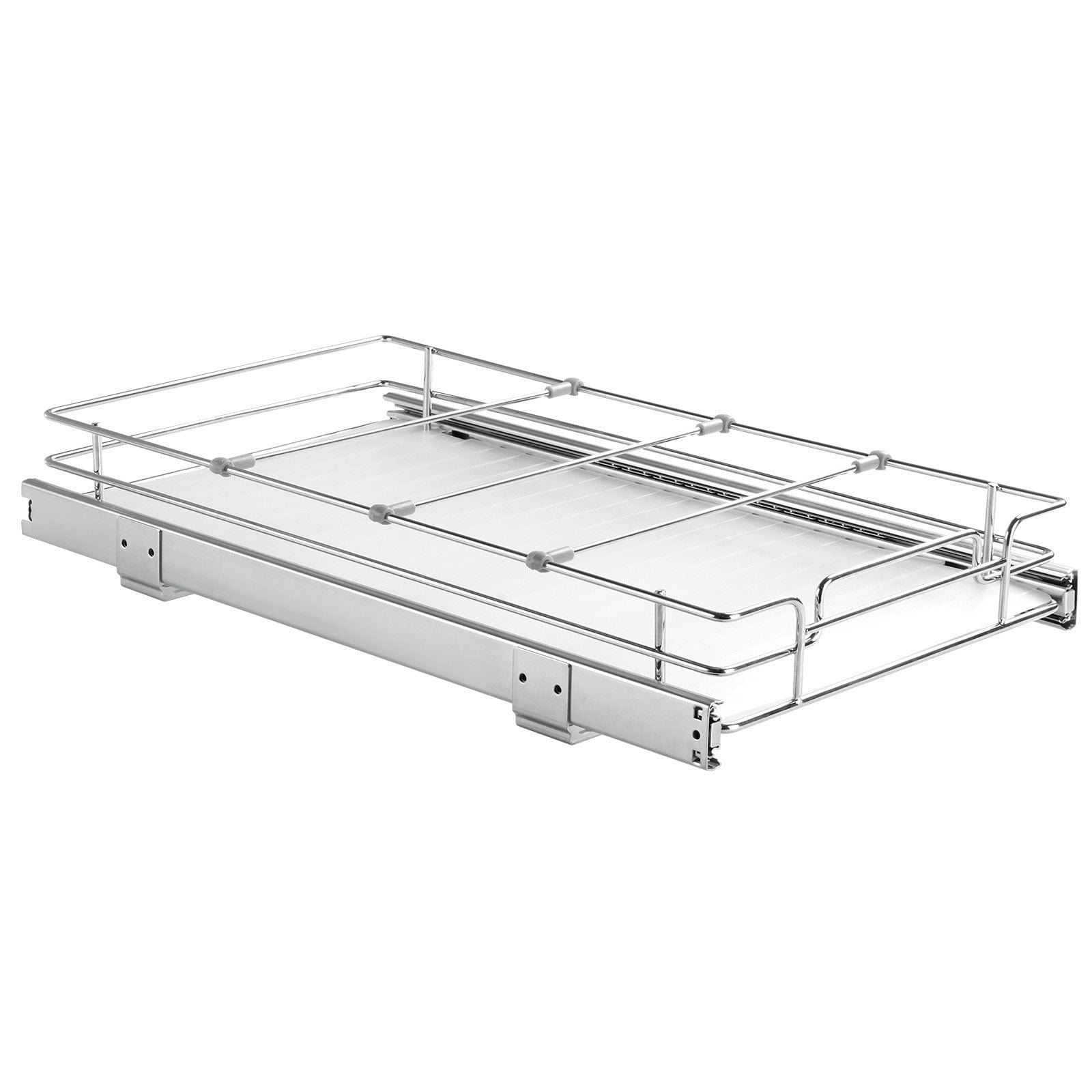 11"W x 21"D Heavy Duty Pull Out Cabinet Organizer, Chrome Steel Roll Out Shelves, Sliding Drawer Storage for Kitchen/Bathroom, Under Sink Pantry Shelves