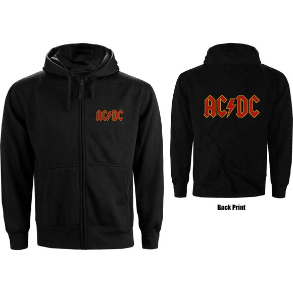 AC/DC Unisex Zipped Hoodie Sweatshirt Logo (Back Print)